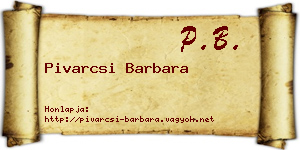 Pivarcsi Barbara névjegykártya
